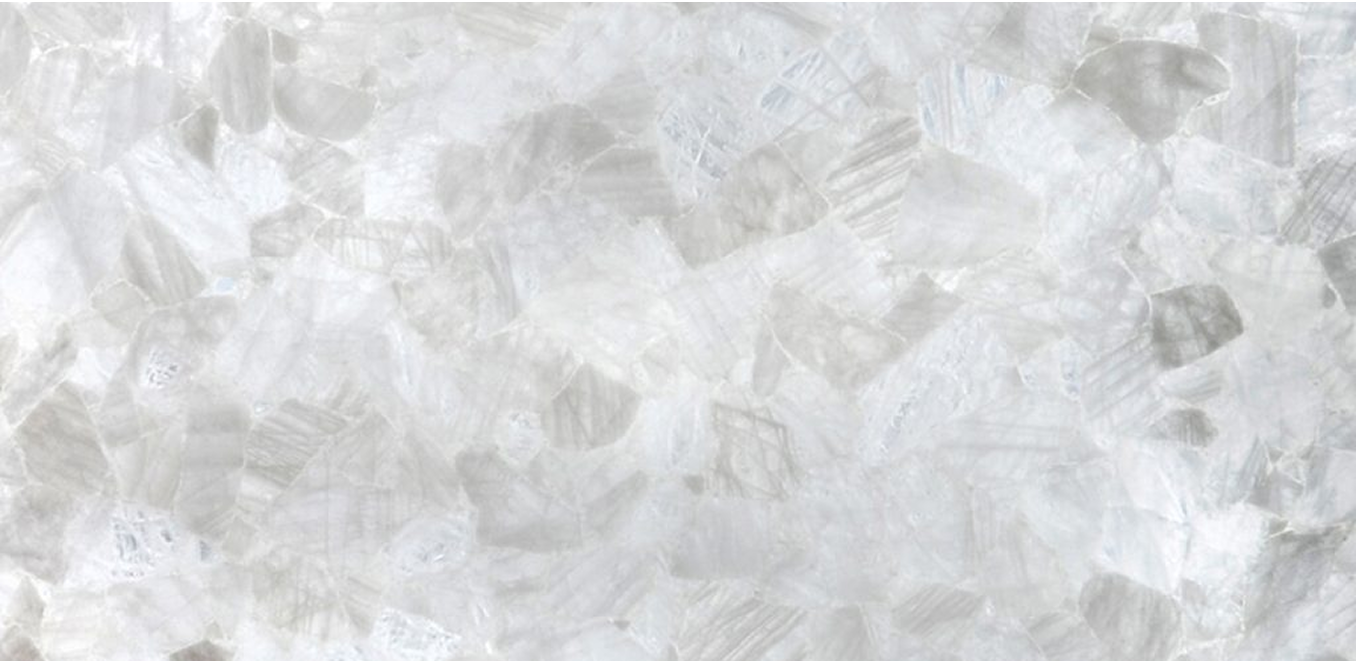 Premium stones in a translucent white finish with a natural crystalline texture.